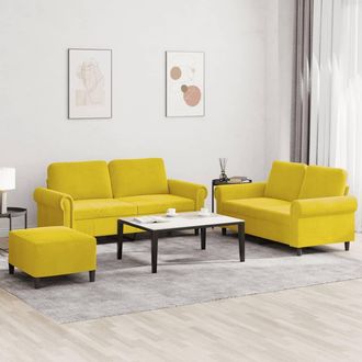 vidaXL Vidaxl - Juego De Sof&aacute;s Con Cojines 3 Piezas Terciopelo Amarillo