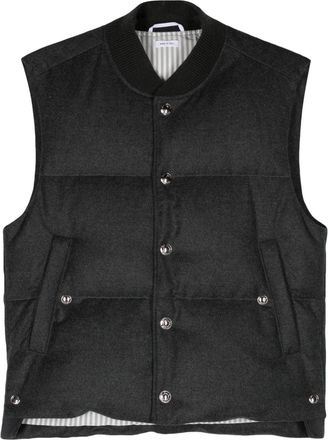 Thom Browne baseball-collar virgin wool gilet - men - Goose Down/Wool/Polyester/Goose Feather - 3 - Grey