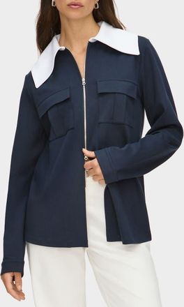 Aligne Tam Ponte Contrast Collar Jacket in Navy at Nordstrom, Size 10