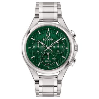 Bulova Curv Mens Silver Watch 96A297 Stainless Steel - One Size