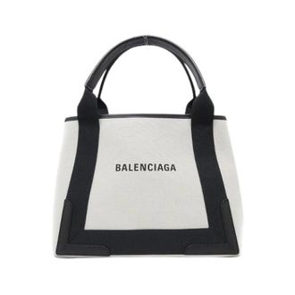 Balenciaga Pre-owned Tote Bags, female, White, Size: ONE SIZE Pre-owned Navy Cabas Canvas Calf Tote Bag