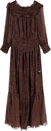 Self Portrait Georgette Long Dress With Lurex Detail-Donna