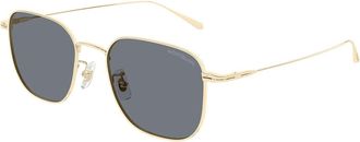 Montblanc MB0477SA Asian Fit 001 Mens Sunglasses Gold Size 54