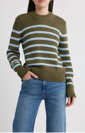 Rails Alise Knit Sweater In Olive Sky Stripe