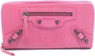Balenciaga Pink Leather Long Wallet (Bi-Fold) (Pre-Owned)