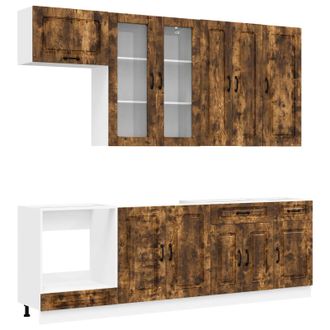 vidaXL Unidad De Cocina Kalmar 8 Uds. Roble Ahumado Vidaxl