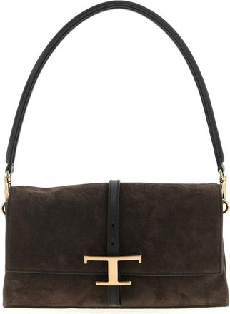 Tod's Dark Brown T Timeless Mini Shoulder Bag