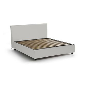 Talamo Italia Cama Matrimonial Aurea, Cama Contenedor Con Tapizado En Ecopiel, 100% Made In Italy, Apertura Frontal, Adecuado Para Colch&oacute;n Cm 140x190, Blanco, Con E