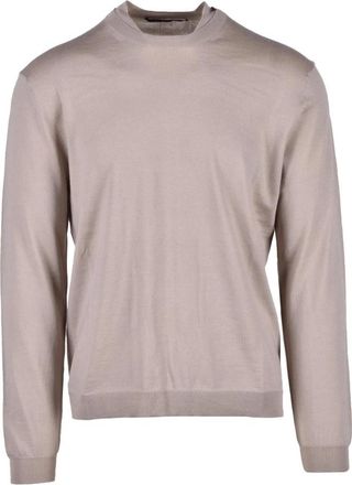 low brand Merino wollen trui - Heren - Ronde hals truien - Beige - 2XL - Wol - Truien & Vesten