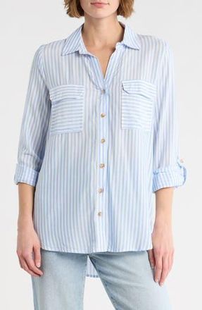 Blu Pepper Stripe Long Sleeve Button-Up Shirt in Blue at Nordstrom Rack, Size Medium
