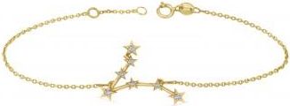 Allurez Diamond Pisces Zodiac Constellation Star Bracelet 14k Yellow Gold (0.10 ct)