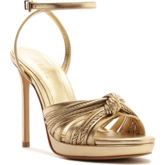 Schutz Gaya Ankle Strap Stiletto Sandal in Platina at Nordstrom, Size 7.5