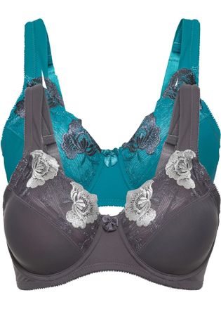 Bonprix Minimizer-BH BONPRIX, Damen, Gr. 100, Cup G, blau (kobaltt&uuml;rkis, grau gebl&uuml;mt), Obermaterial: 80% Polyamid, 20% Elasthan. Futter: 83% Polyamid, 17% El
