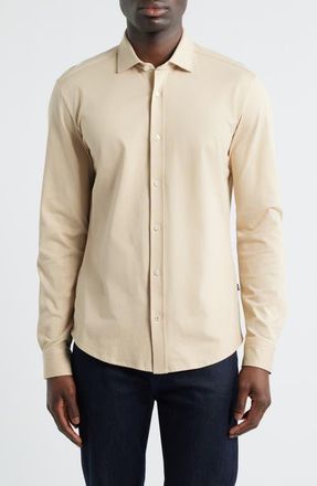 BOSS Roan Button-Up Shirt in Open Beige at Nordstrom, Size Xx-Large