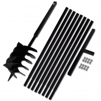 vidaXL Taladro De Tierra Con Mango 200 Mm Con Tubo De Extensi&oacute;n 9 M Acero Vidaxl