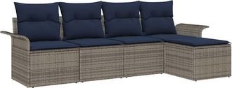 vidaXL Conjunto De Sof&aacute; De Jard&iacute;n 5 Uds. Gris Rat&aacute;n Sint&eacute;tico Vidaxl