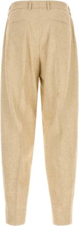Dolce & Gabbana Mens Sand Tweed Wide-Leg Trousers Beige Hemp Silk Linen
