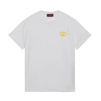 Gucci Interlocking G Katoenen Jersey T-shirt - Dames - Tops - Wit - Maat: M Katoen