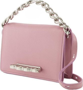 Alexander McQueen Womens Chain-Link Leather Shoulder Bag Pink