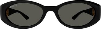 Gucci Sunglasses, female, Black, Size: 56 MM Oval Sunglasses