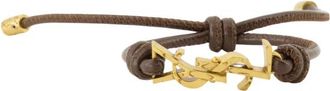 Saint Laurent Cassandre Bracelet - Dames - Armbanden - Bruin - L - Leer - Accessoires