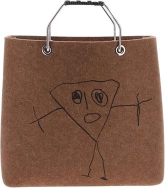 Plan C Shopping Bag - Dames - Shoppers - Bruin - ONE Size - Wol - Tassen
