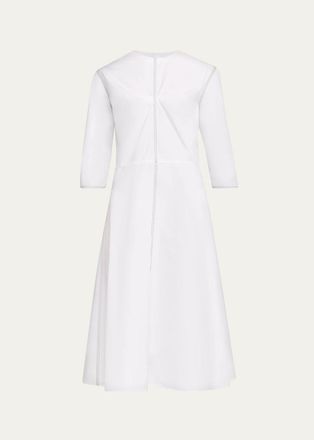 Marni 3/4-Sleeve Cotton Midi A-Line Dress