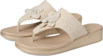 Life Stride Bloom Thongs Womens Sandals Natural Stretch Linen Fabric : 6.5 M (B), Textile