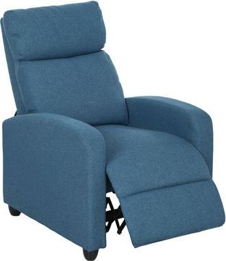 HOMCOM Linen Fabric Reclining Chair with Padded Seat, Blue - Homcom