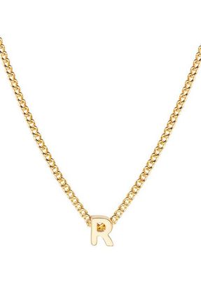 Brook & York Kira Mini Initial Pendant Necklace in Gold R at Nordstrom
