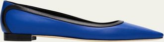 Manolo Blahnik Filotas Bicolor Leather Ballerina Flats