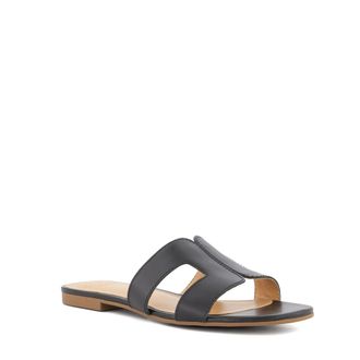 Dune London Womens Ladies Loopey - Stitch-Detail Slider Sandals - Black Leather (archived) - Size UK 4