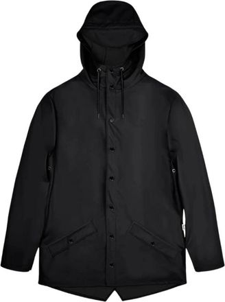 Rains Waterdichte Jas met Drukknoopsluiting - Heren - Regenjassen - Zwart - M - Polyester - Jassen