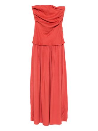 Faithfull The Brand Hedy Maxi ruched bandeau dress - Red