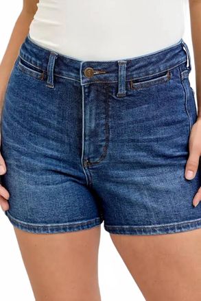 Judy Blue High Waisted Slim Short In Medium Wash