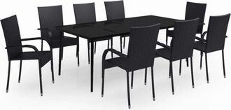 vidaXL 9 Piece Garden Dining Set Black Vidaxl