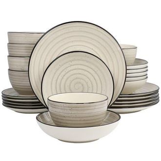 Elama Gia 24 Piece Round Stoneware Dinnerware Set in White at Nordstrom