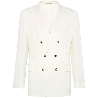 Brunello Cucinelli Heren, Jassen, Wit, Maat: 2XL Linnen