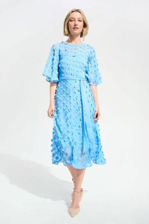 Joseph Ribkoff Embroidered Chiffon Fit And Flare Dress In Sky Blue