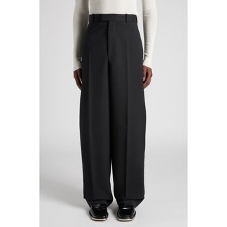 Bottega Veneta Lightweight Sartorial Wool Straight Leg Pants in 1000 Black at Nordstrom, Size 34 Us