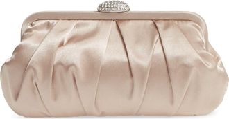 Nina Concord Pleated Satin Frame Clutch in Champagne Satin at Nordstrom