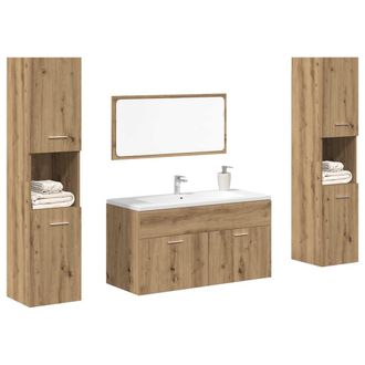Berkfield Home 4 Piece Bathroom Furniture Set Artisan Oak Engineered Wood in Brown