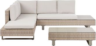 Beliani Conjunto de jard&iacute;n de rat&aacute;n sint&eacute;tico blanco 5 personas