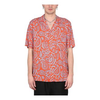 Marcelo Burlon Short Sleeve Shirts, male, Red, Size: M Paisley Hawaii S/S Shirt