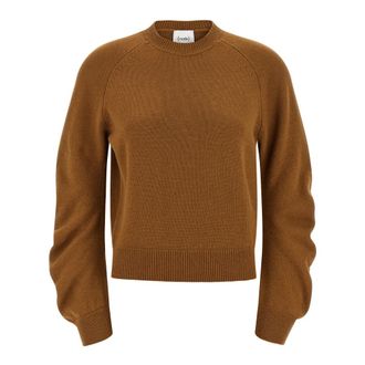 Nude Trui met Gebogen Mouwen - Dames - Ronde hals truien - Bruin - L - Wol - Truien & Vesten