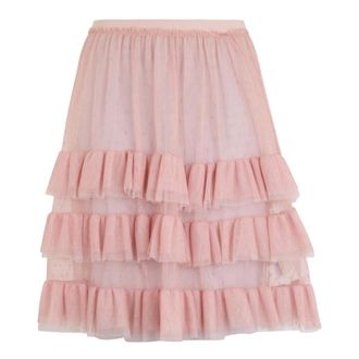 Red Valentino Short Skirts, female, Pink, Size: M Short Knee-Length Skirt With Layers And Ruffles