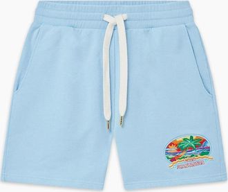 Casablanca Womens CASABLANCA WOMENS EMBROIDERED CASA PHANTASTICA SHORTS BLUE - Size: 10
