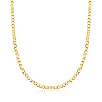 Ross-Simons Italian 4mm 18kt Gold Over Sterling Bead-Chain Necklace