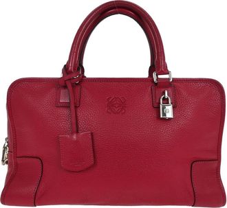 Loewe Amazona Bag Leather Red Leather Handbag (Pre-Owned)