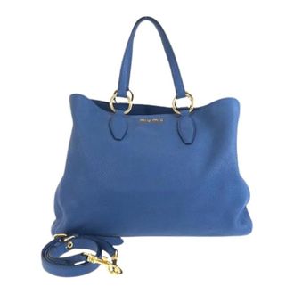 Miu Miu Pre-owned Handbags, female, Blue, Size: ONE SIZE Pre-owned Vitello Carib Leather 2way Bag